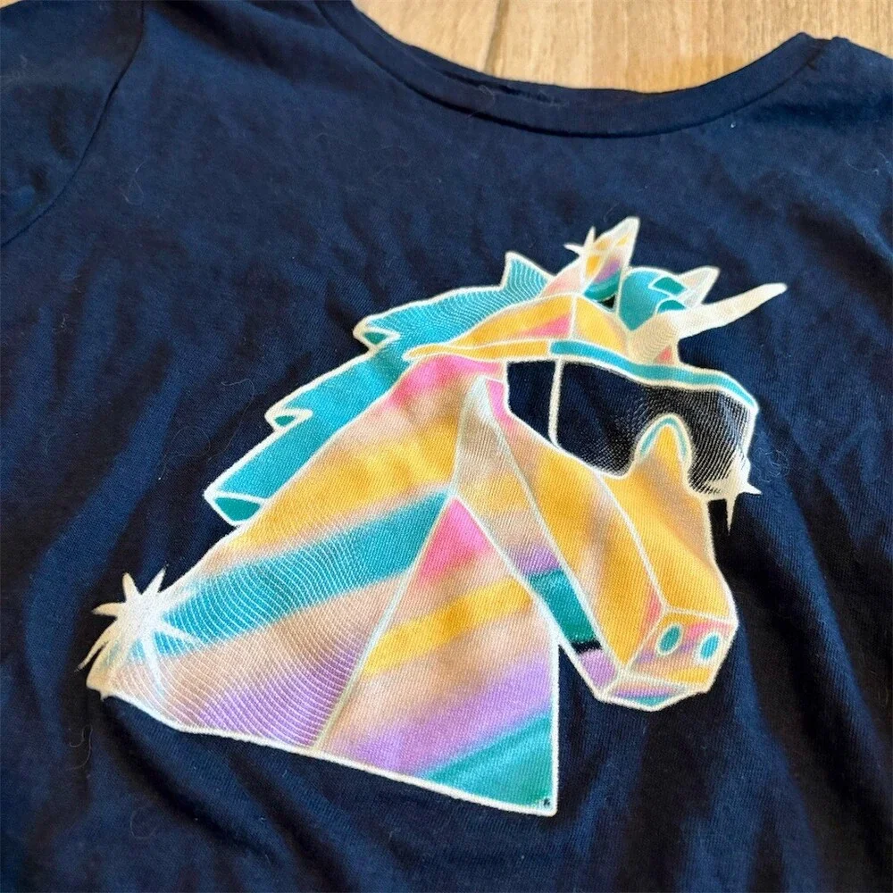 Old Navy Girls Unicorn Graphic T-Shirt Blue Short Sleeve Size L (10-12)
